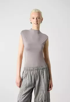 Базовая футболка SOFT TOUCH FUNNEL NECK Gina Tricot, серый