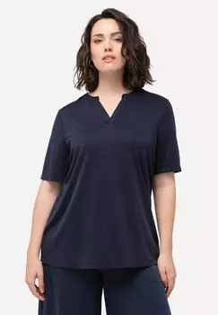 Базовая футболка SPLIT NECK SHORT SLEEVE Ulla Popken, темно-синий