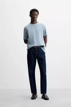 Базовая футболка среднего веса ZARA, синий