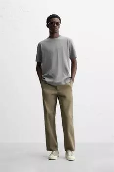 Базовая футболка среднего веса ZARA, светло-серый