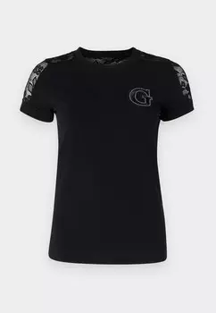 Базовая футболка SS CN LACE TEE Guess, черный