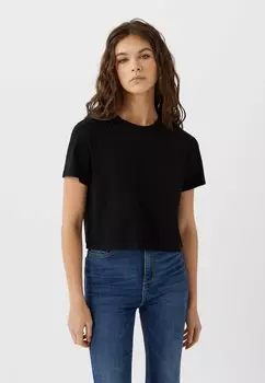 Базовая футболка Stradivarius, черно-белый