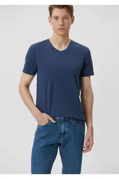Базовая футболка стрейч с V-образным вырезом Mavi, синий