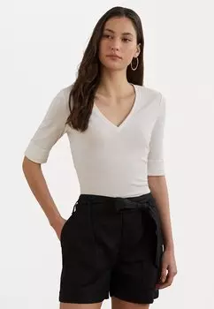 Базовая футболка STRETCH COTTON ELBOW SLEEVE V NECK TEE Lauren Ralph Lauren, белый