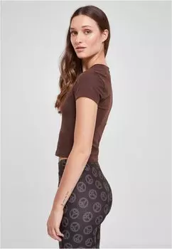 Базовая футболка Stretch Jersey Cropped Tee Urban Classics, коричневая