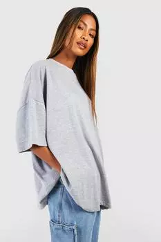 Базовая футболка super oversize из хлопка Boohoo, серый