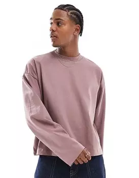 Базовая футболка свободного кроя с длинными рукавами ASOS DESIGN темно-розового цвета из плотной ткани плотностью 240 г/м