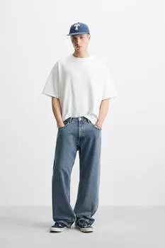 Базовая футболка свободного кроя ZARA, устрично-белый
