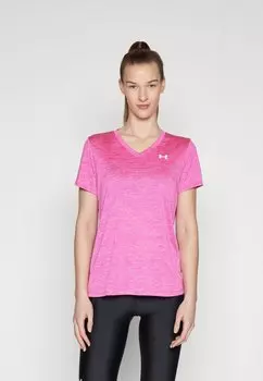 Базовая футболка Tech Twist Under Armour, цвет rebel pink/pink elixir/white
