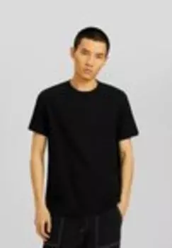 Базовая Футболка TEXTURED SHORT SLEEVE Bershka, черный