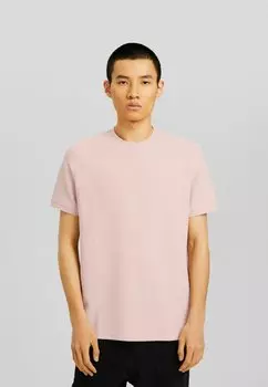 Базовая футболка Textured Short Sleeve Bershka, розовая