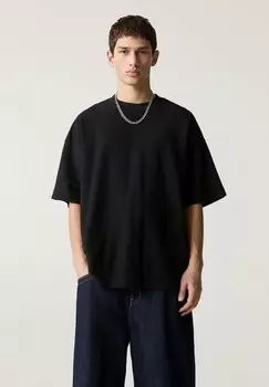 Базовая футболка TEXTURED SHORT SLEEVE PULL&BEAR, черный