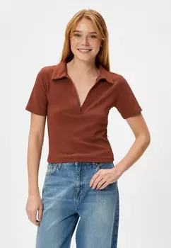 Базовая футболка TISSUED SHORT SLEEVE Koton, коричневый