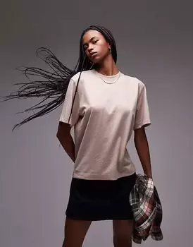 Базовая футболка Topshop премиум-класса светло-бежевого цвета