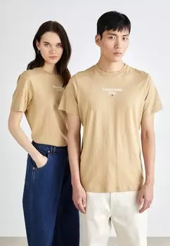 Базовая футболка UNISEX Tommy Jeans, бежевый