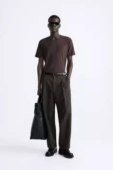 Базовая футболка узлого кроя ZARA, темная слива