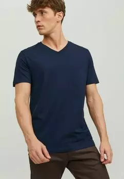 базовая футболка V-AUSSCHNITT Jack & Jones, темно-синий пиджак