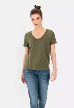 Базовая футболка V-NECK camel active, оливковый