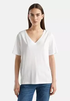 Базовая футболка V-NECK IN SLUB United Colors of Benetton, белый