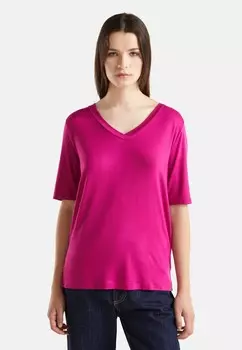 Базовая футболка V-NECK IN STRETCH United Colors of Benetton, сиреневый