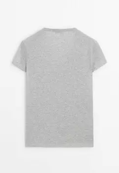 Базовая футболка V-NECK Massimo Dutti, серый