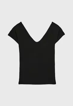 Базовая футболка V-NECK Stradivarius, черный