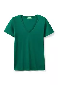Базовая футболка V-NECK. United Colors of Benetton, зеленый