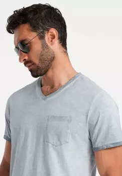 Базовая футболка V-NECK WITH POCKET Ombre, серый