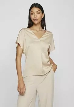 Базовая футболка VIELLETTE V-NECK NOOS VILA, бежевый