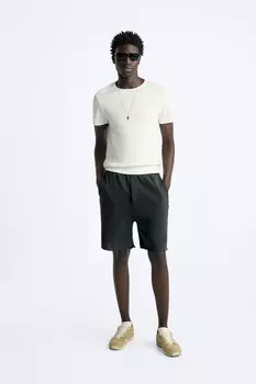 Базовая футболка в рубчик ZARA, белый