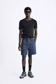 Базовая футболка в рубчик ZARA, черный