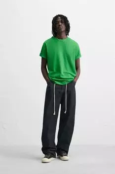 Базовая футболка в тяжелом весе ZARA, зеленый