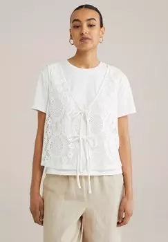 Базовая футболка Waistcoat WE Fashion, кремовый