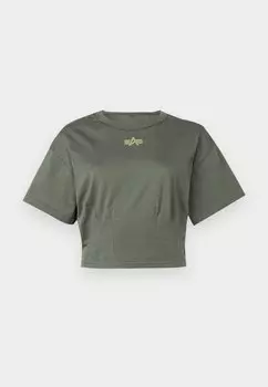 Базовая футболка WAISTED Alpha Industries, темно-зеленый