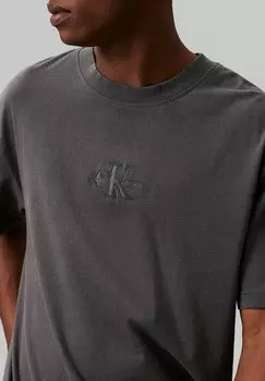 Базовая футболка Washed Monologo Calvin Klein, стираная черная