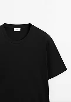 Базовая футболка WIDE FIT Massimo Dutti, черный
