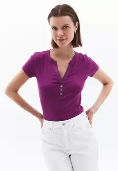 Базовая футболка WITH BUTTON DETAIL OXXO, фиолетовый