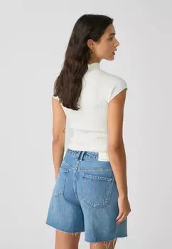 Базовая футболка WITH CAP SLEEVES Stradivarius, белый