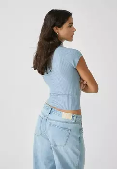 Базовая футболка WITH CAP SLEEVES Stradivarius, синий