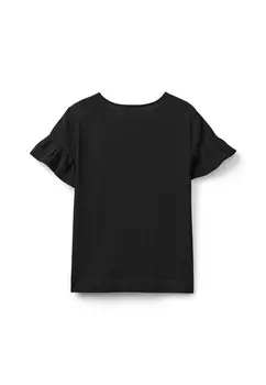 Базовая футболка WITH RUFFLED SLEEVES. United Colors of Benetton, черный