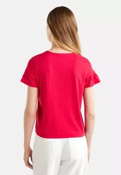 Базовая футболка WITH RUFFLED SLEEVES. United Colors of Benetton, красный