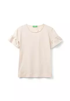 Базовая футболка WITH RUFFLED United Colors of Benetton, светло-розовый