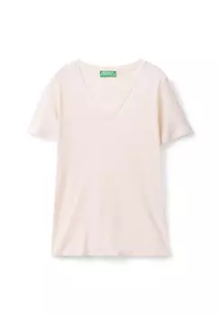 Базовая футболка WITH V-NECK United Colors of Benetton, розовый