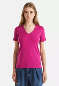 Базовая футболка WITH V NECK United Colors of Benetton, розовый