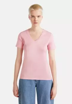 Базовая футболка WITH V-NECK United Colors of Benetton, розовый