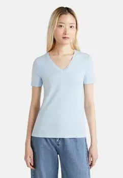 Базовая футболка WITH V-NECK United Colors of Benetton, синий