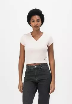 Базовая футболка WOVEN LABEL V NECK TEE Calvin Klein Jeans, розовый