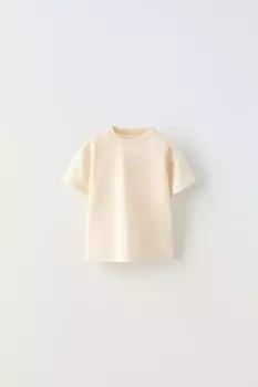 Базовая футболка ZARA, экрю