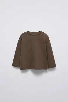 Базовая футболка ZARA, коричневый