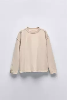 Базовая футболка ZARA, коричневый/серо-коричневый